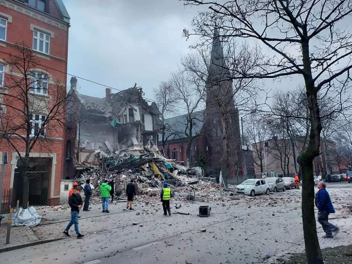 Höchstwahrscheinlich eine Gasexplosion in Kattowitz in der Bednorza-Straße
