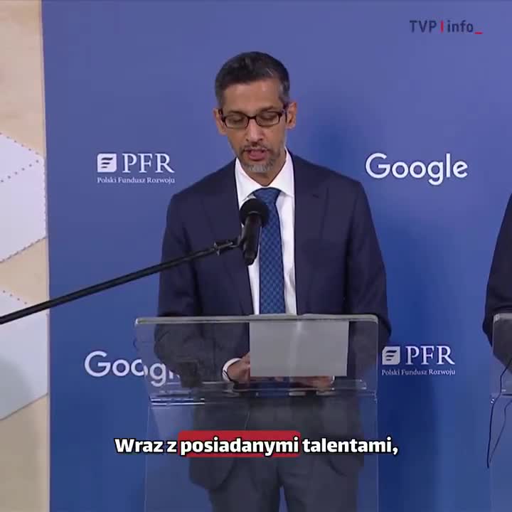 We are signing a memorandum on the use of artificial intelligence in the fields of energy, cybersecurity and others - said the head of Alphabet and Google Sundar Pichai in Warsaw after a meeting with Prime Minister @donaldtusk. We assume that in this way we will contribute to the growth of Polish GDP by 8 percent.