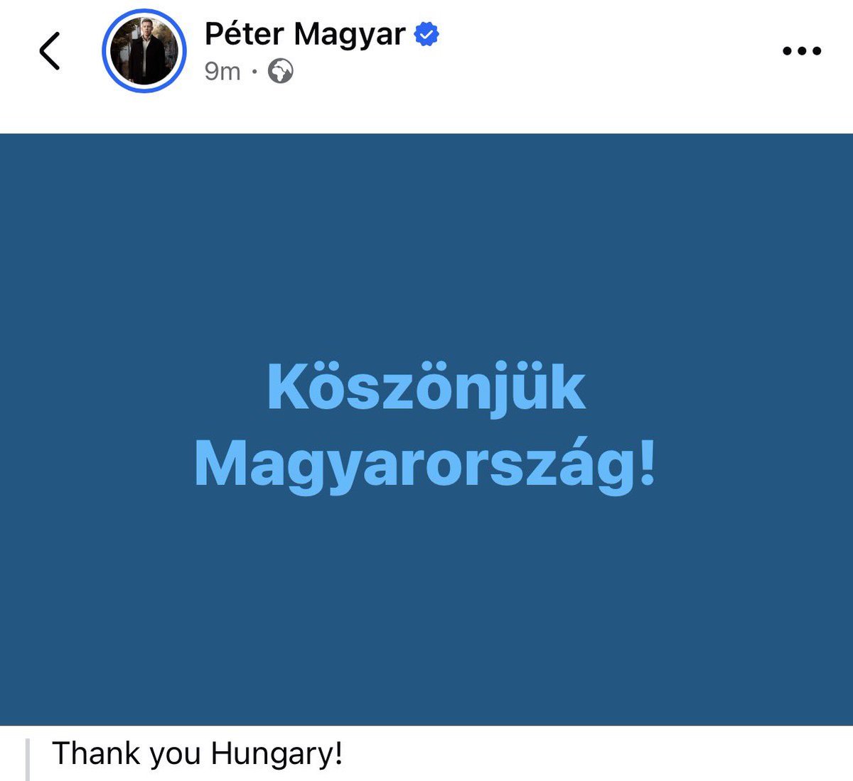 Hungary’s Péter Magyar celebrates as votes are being counted in elections: Thank you Hungary