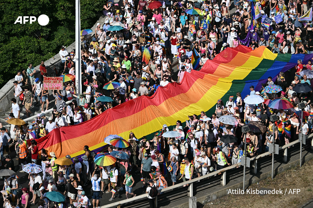 Tens of thousands marched in the Pride Parade in Budapest yesterday, a year after Orban's government banned it and even tried to impeach the mayor who held it despite the ban.